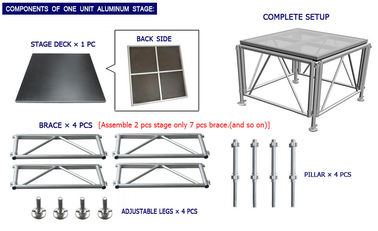 Fast Install, Good loading Capacity, Brown Red Aluminum Plywood Portable Stage